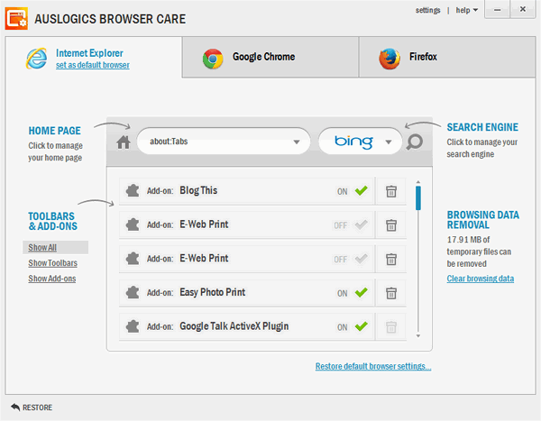[PC] Auslogics Browser Care: Dọn dẹp trình duyệt nhanh chóng
