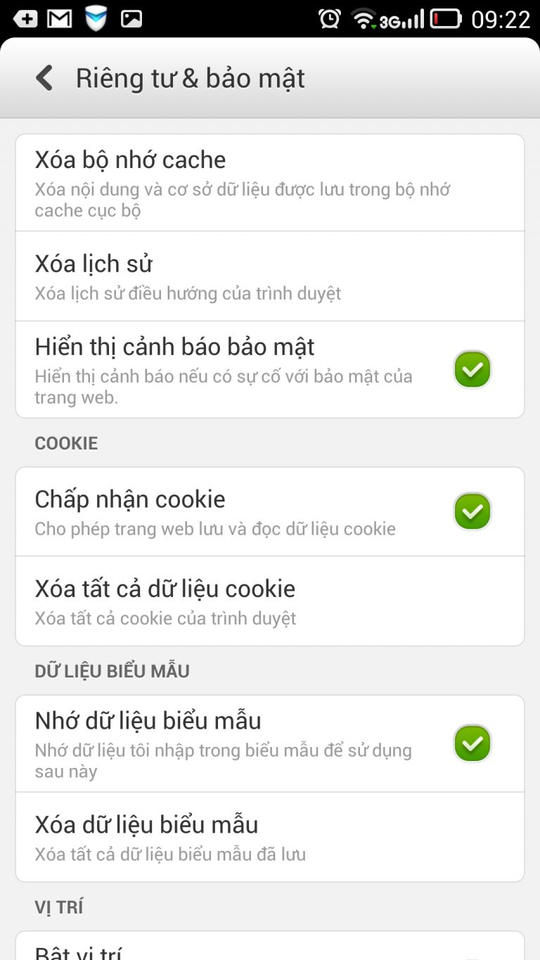[Android] Xoá bộ nhớ cache của trình duyệt