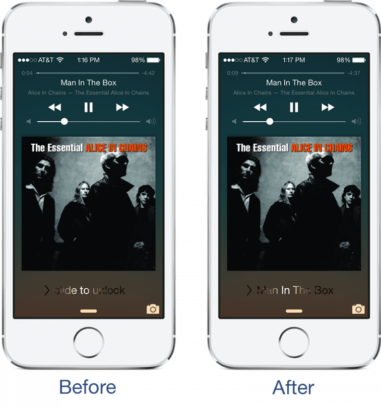 Đổi giao diện nút slide to unlock với Music Slide