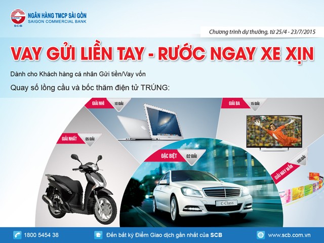 SCB triển khai chương trình dự thưởng “Vay gửi liền tay – Rước ngay xe xịn”