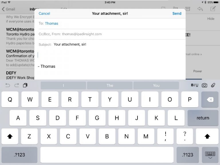 Thêm file đính kèm vào email trong iOS 9
