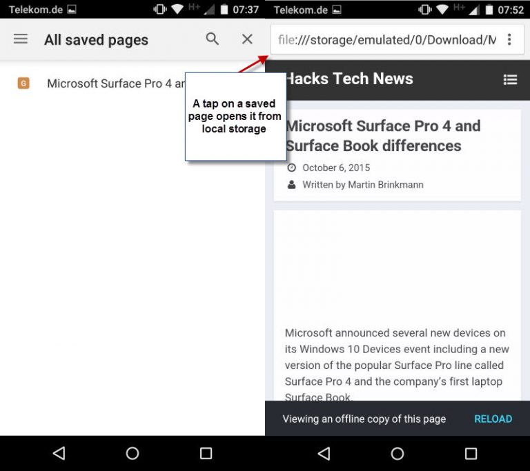 Lưu trang web để xem offline trên Chrome mobile