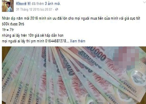 Một tài khoản Facebook rao bán tiền giả