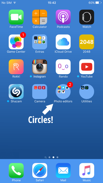Mẹo tạo thư mục hình tròn trên iOS chỉ cần đổi hình nền