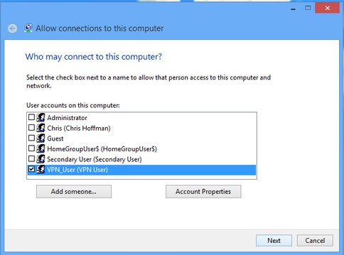 Tạo VPN Server trên Windows 8