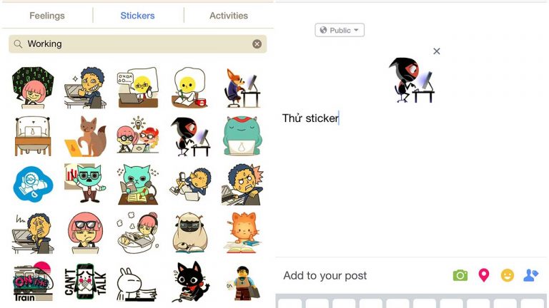 Hướng dẫn đăng trạng thái Facebook bằng sticker