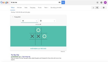 Google cho phép chơi ca-rô ngay trên trang tìm kiếm