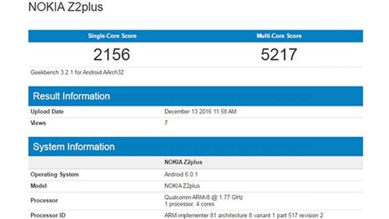 Smartphone cao cấp Nokia Z2 Plus lộ diện với RAM 4GB, chip Qualcomm