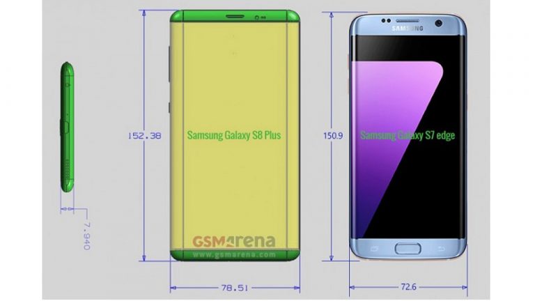 Samsung Galaxy S8 và Galaxy S8 Plus rò rỉ kích thước thực tế