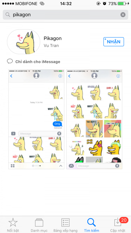 Hướng dẫn nhắn tin biểu tượng chú rồng Pikagon trên iPhone chạy iOS 10