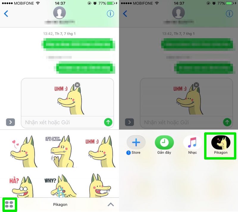 Hướng dẫn nhắn tin biểu tượng chú rồng Pikagon trên iPhone chạy iOS 10