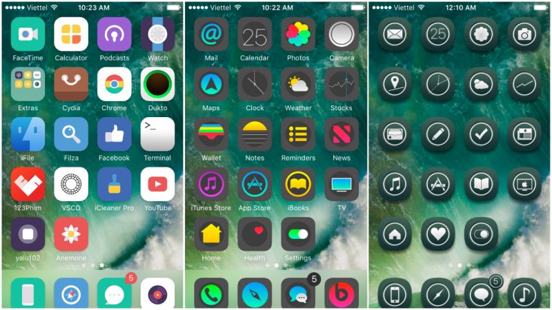Theme đẹp cho iOS 10: Symbolism, Muffin, Emerald Knight