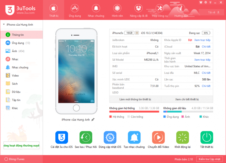 Sử dụng 3uTools bằng ngôn ngữ tiếng Việt
