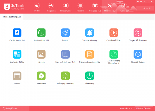 Sử dụng 3uTools bằng ngôn ngữ tiếng Việt