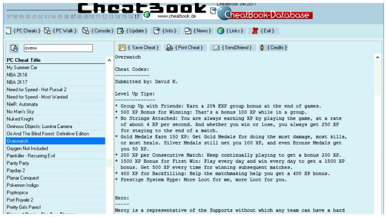 Ứng dụng chuyên cung cấp cheatcode trò chơi cập nhật bản tháng 4/2017