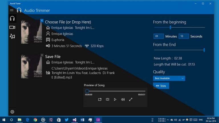Công cụ cắt nhạc, video cho Windows 10