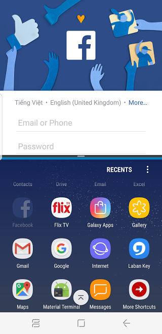 Cách chia đôi màn hình dùng hai ứng dụng trên Galaxy S8
