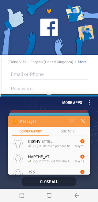 Cách chia đôi màn hình dùng hai ứng dụng trên Galaxy S8