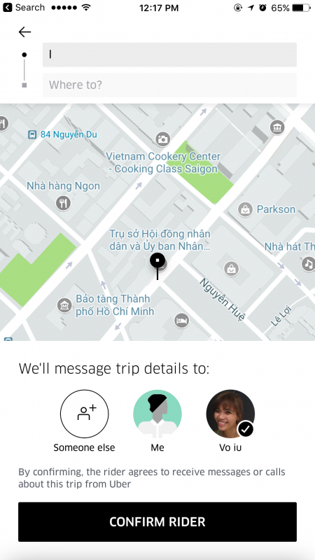 Cách đặt xe Uber cho người thân của mình