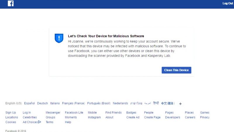 Làm sao xử lý khi Facebook báo máy bị nhiễm phần mềm độc hại (malware)?