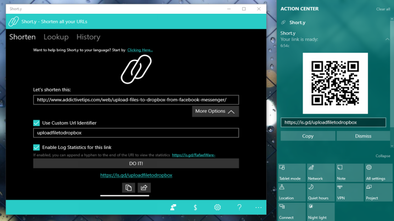 Ứng dụng rút gọn link trên Windows 10 hỗ trợ nhiều dịch vụ