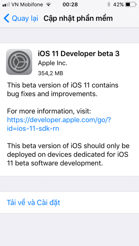 Đã có iOS 11 Developer beta 3, mời bạn tải về