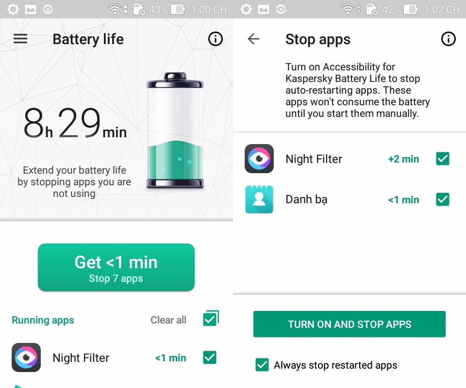 Kaspersky Battery Life Ứng dụng miễn phí giúp tiết kiệm