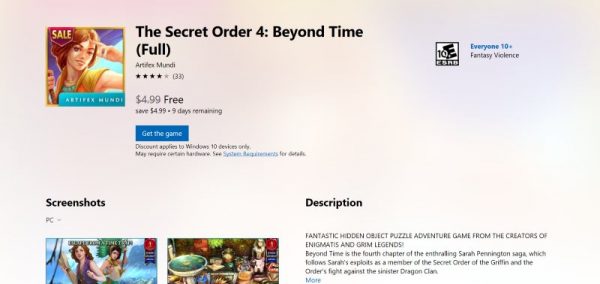 Secret Order 4: Beyond Time Windows 10