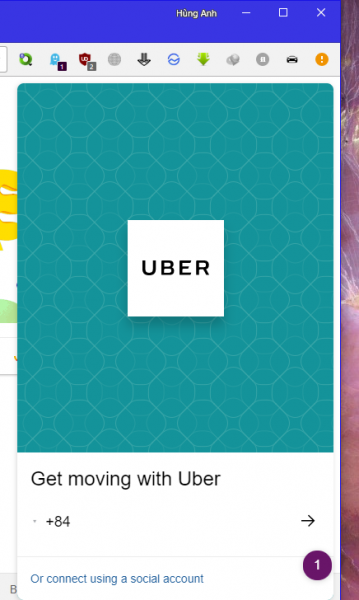 Cách gọi xe Uber từ trình duyệt Chrome