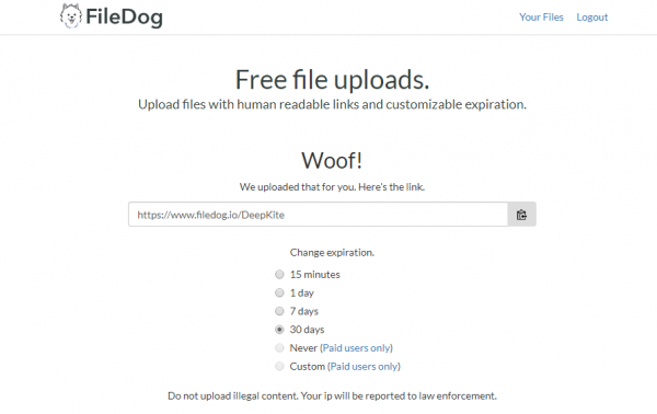 Lưu trữ và chia sẻ dữ liệu tự hủy với FileDog.io