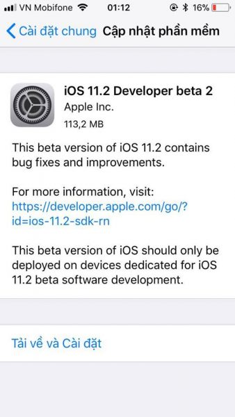 Đã có iOS 11.2 Developer beta 2, mời bạn trải nghiệm