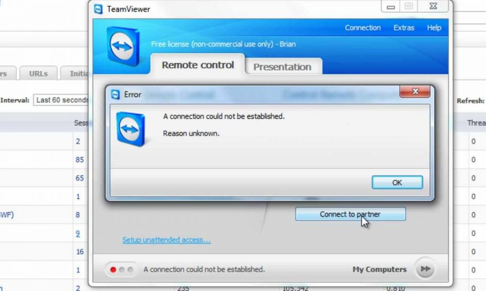teamviewer stuck at connecting