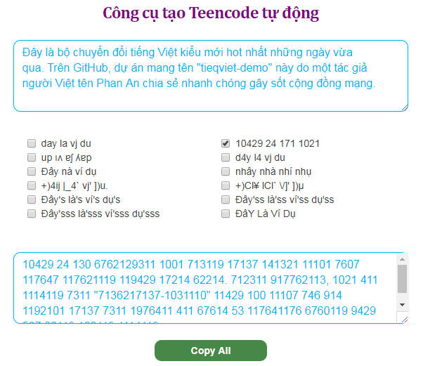 Top 4 bộ chuyển đổi tiếng Việt kiểu mới, teencode,...