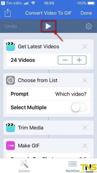 Cách tạo nhanh ảnh GIF từ video bằng Workflow