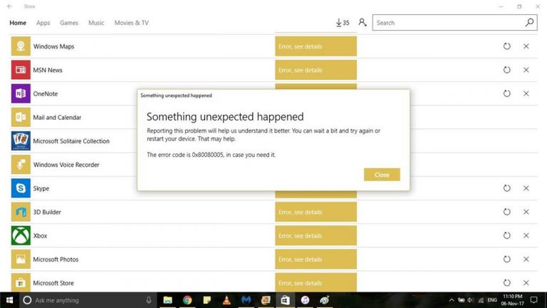 Khắc phục lỗi 0x80080005 không thể cài đặt và cập nhật ứng dụng UWP trên Microsoft Store