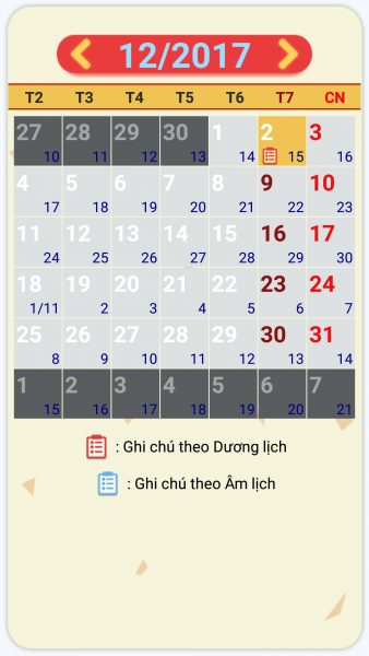 Lịch năm mới 2018 cho iOS, Android