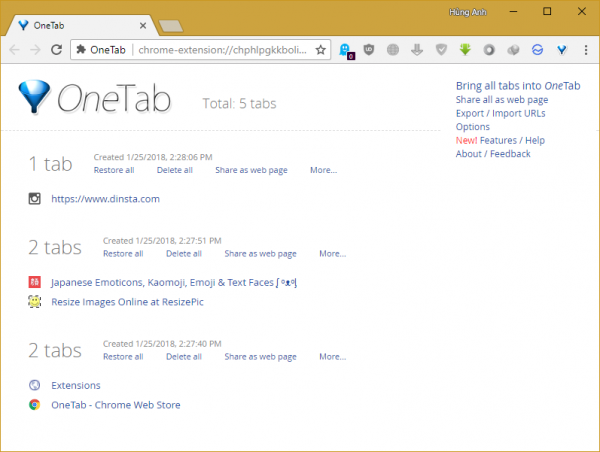 Cách quản lý tab dễ dàng trên Chrome