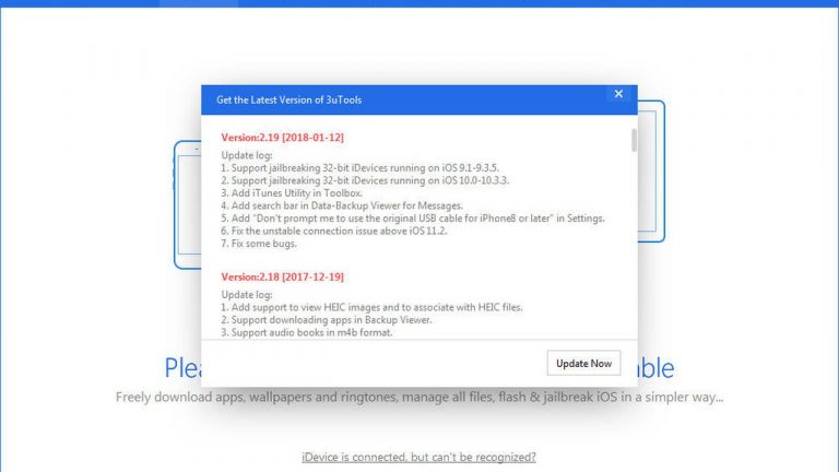 3uTools cập nhật bản 2.19, hỗ trợ jailbreak iOS 10.x trên thiết bị 32-bit