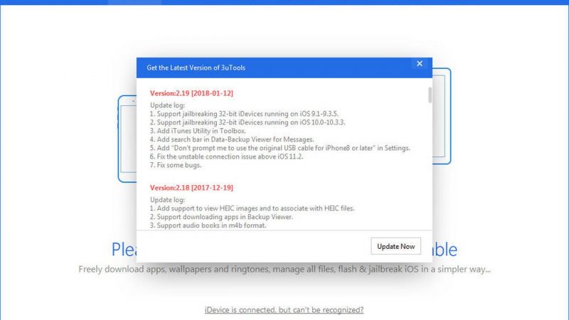 3uTools cập nhật bản 2.19, hỗ trợ jailbreak iOS 10.x trên thiết bị 32-bit
