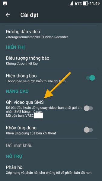 Quay video bí mật, kích hoạt bằng SMS trên Android