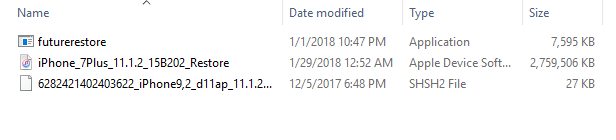 Cách restore lại iOS 11.1.2 từ máy iOS 11.1.2 dùng SHSH2 Blobs