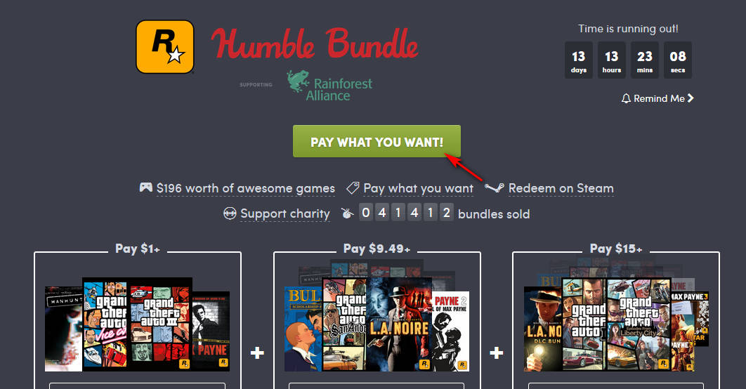 Humble Bundle đang giảm giá game Rockstar, mua 4 game giá 1USD