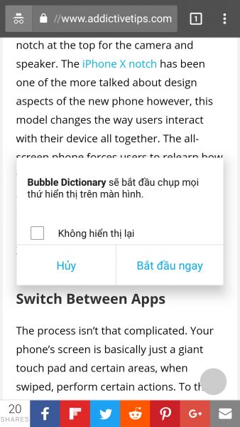 Tra từ điển, dịch văn bản trong bong bóng nổi trên Android