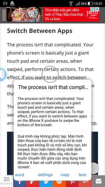 Tra từ điển, dịch văn bản trong bong bóng nổi trên Android