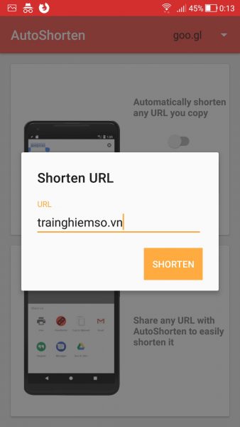 Tự động rút gọn link sau khi sao chép trên Android