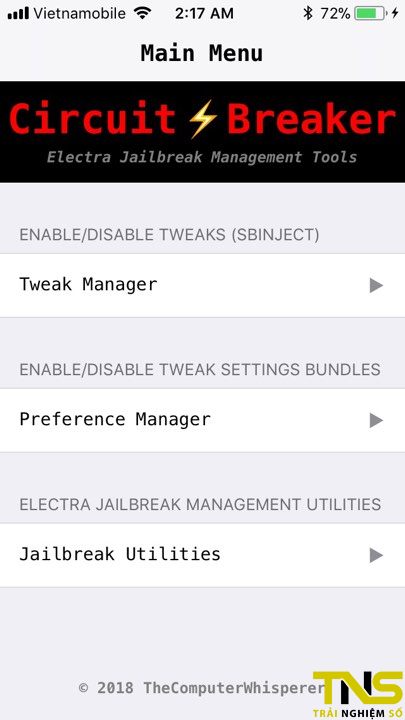 Circuit Breaker: Tweak giống iCleaner, cho phép bật/tắt tweak trên iOS 11