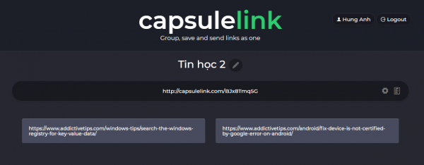 CapsuleLink: Chia sẻ link theo nhóm miễn phí