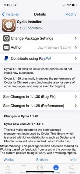 Cydia Installer 1.1.30-coolstar5