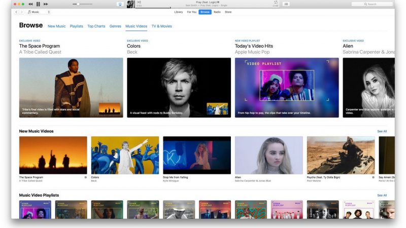 Apple cập nhật iTunes 12.7.4 bổ sung mục ‘Music Videos’