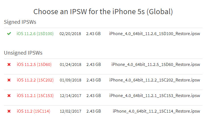Apple chính thức khóa sign iOS 11.2.5